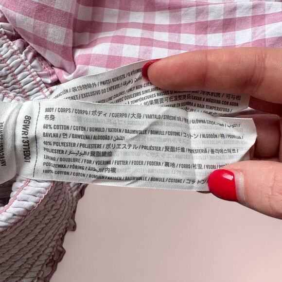 Abercrombie & Fitch Pink and White Gingham Smocked Blouse size L - Picture 2 of 3